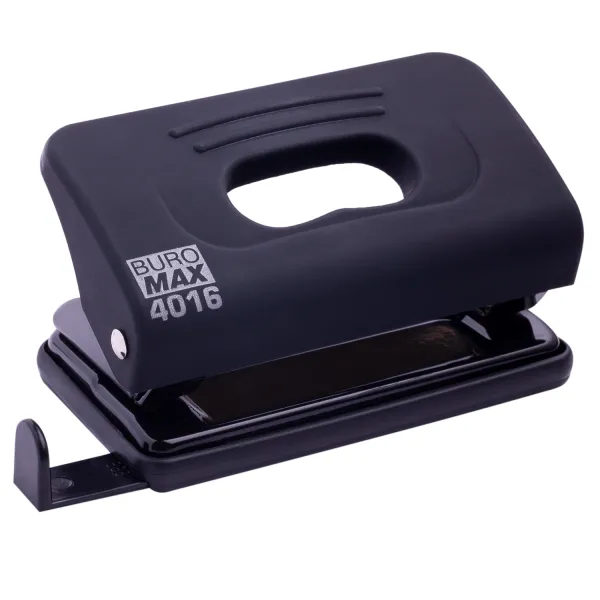 Діркопробивач пластиковий, 10 аркушів, чорний Rubber Touch Buromax (BM.4016-01) - Фото 1