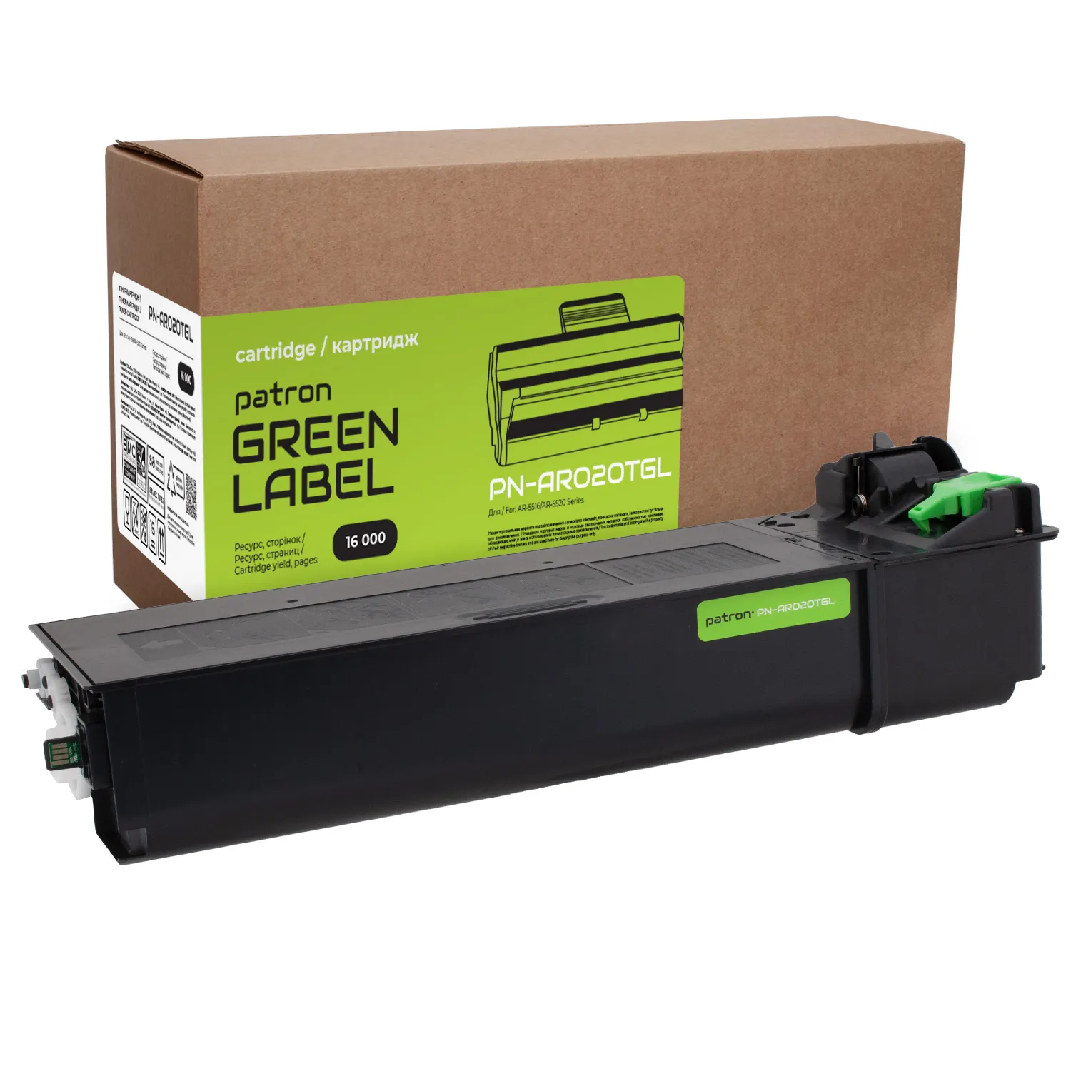 Тонер-картридж сумісний Sharp AR-020T/AR-020LT Green Label Patron (PN-AR020TGL) Тонер-картридж сумісний Sharp AR-020T/AR-020LT Green Label Patron (PN-AR020TGL)