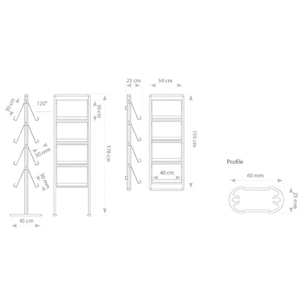 Стойка для брошюр 4 x A4, настенная 2x3 (WSU4A4) - Фото 1
