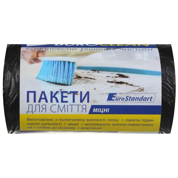 Пакеты для мусора 60 л, прочные, 40 шт, черные EuroStandart BuroClean (10200036) - Фото 1