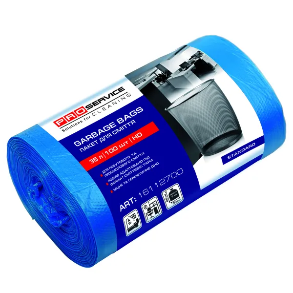 Пакеты для мусора HD, 35 л, 100 шт, синие Standard PRO service (16112700_4820143706401) - Фото 1