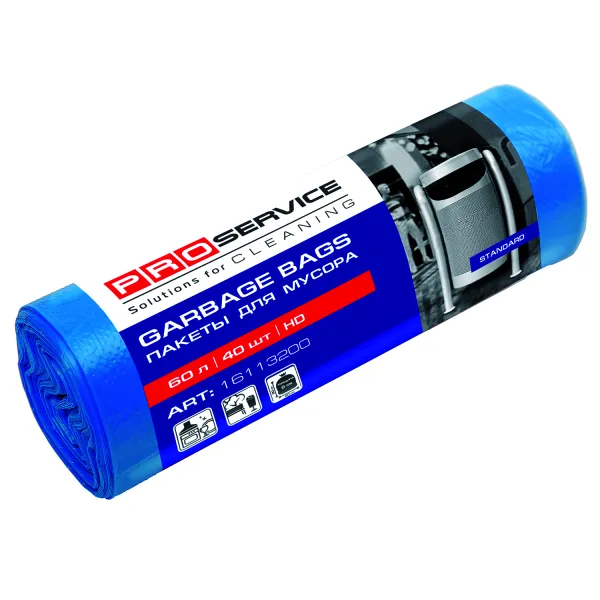 Пакеты для мусора HD, 60 л, 40 шт, синие Standard PRO service (16113200_4820143706425) - Фото 1
