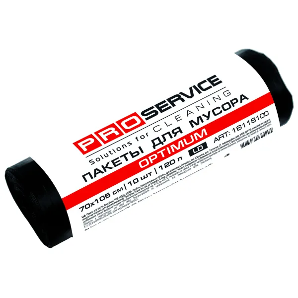Пакети для сміття LD, 120 л, 10 шт, чорні Optimum PRO service (16118100_4823071624205) - Фото 1