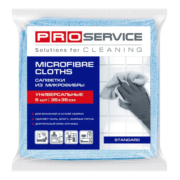 Салфетки из микрофибры, универсальные, 5 шт, синие Standard PRO service (18301700_4820048483704) - Фото 2