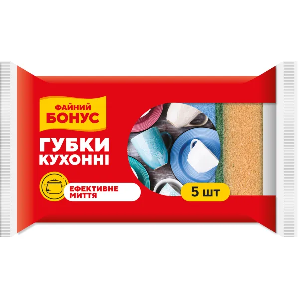 Губки кухонні 5 шт Бонус (15100110_15100170_4820048483933) - Фото 3