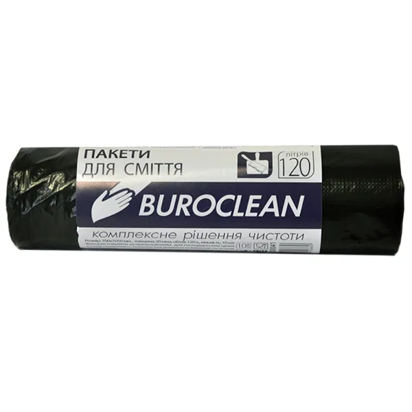 Пакети для сміття 120 л, 10 шт, чорні BuroClean (4823078910660) - Фото 9