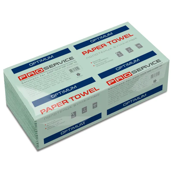 Рушники паперові, макулатурні, одношарові, V-складення, 160 шт, зелені Optimum PRO service (33760927_4823071620542) - Фото 3