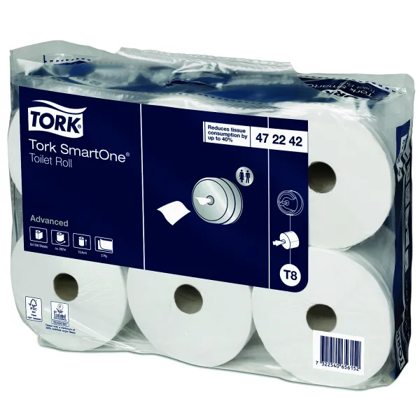 Бумага туалетная в рулонах, двухслойная, 207 м, 1 рулон, Т8 SmartOne Tork (33878000_472242)