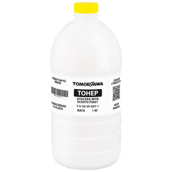 Тонер Kyocera Mita Ecosys P5021 флакон, 1 кг, желтый Tomoegawa (TSM-VF-05Y-1) - Фото 1