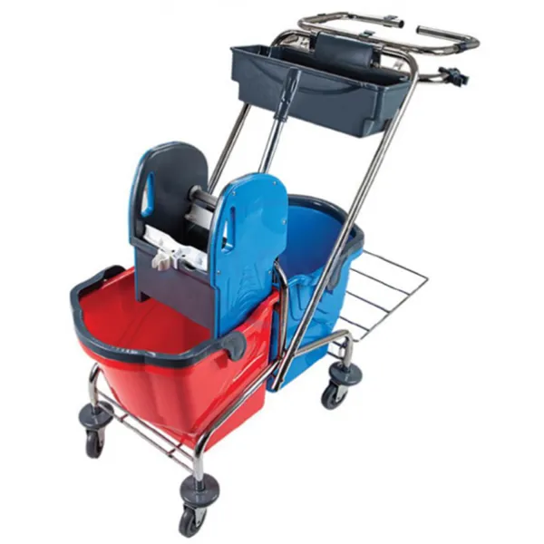 Тележка для уборки CK759-T на 2 ведра по 18 л, с мусорных пакетом Uctem-Plas (18408000_8697420957599) - Фото 1