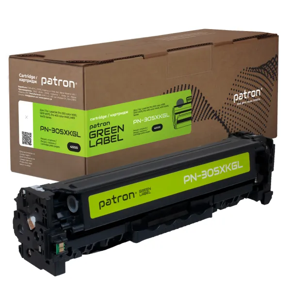Картридж сумісний HP 305X (CE410X) чорний Green Label Patron (PN-305XKGL) - Фото 1