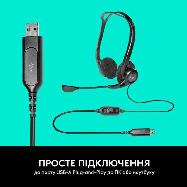 Гарнітура USB PC 960 Stereo, чорна Logitech (981-000100) - Фото 6