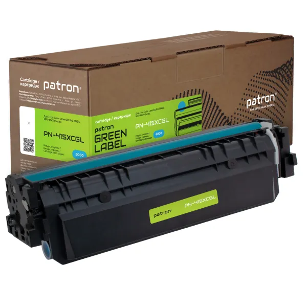 Картридж сумісний HP 415X (W2031X) Green Label, блакитний Patron (PN-415XCGL) - Фото 1