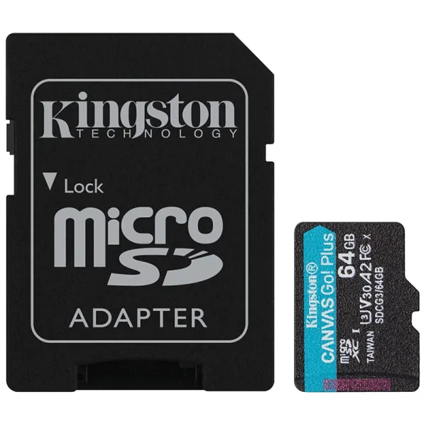 Карта пам'яті 64GB microSDXC class 10 UHS-I U3 A2 Canvas Go Plus Kingston (SDCG3/64GB)