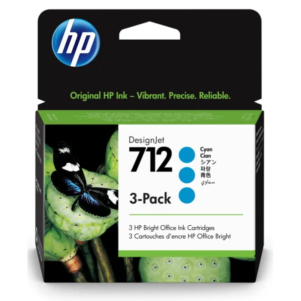 Картридж №712 3-Pack голубой HP (3ED77A) - Фото 9