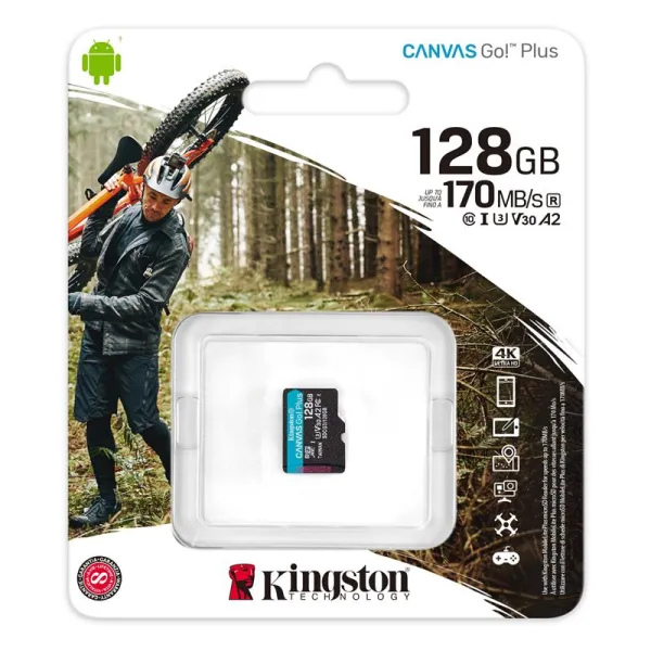 Карта памяти 128GB microSDXC C10 UHS-I U3 A2 R170/W90MB/s Kingston (SDCG3/128GBSP) - Фото 2