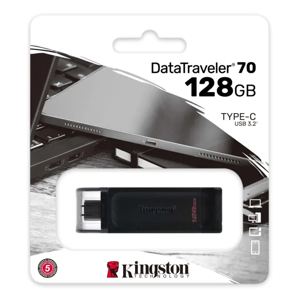 Накопитель USB 3.2 Type-C 128GB Gen 1 DT70 Kingston (DT70/128GB) - Фото 1