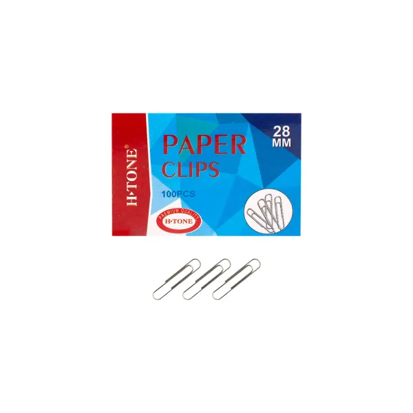 Скріпки нікельовані 28 мм, 100 шт, круглі H-Tone (JJ40304-28) - Фото 3