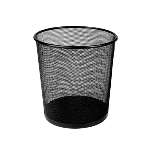 Корзина для бумаг круглая металлическая, 23.5х27 см, черная H-Tone (JJ41222) - Фото 5