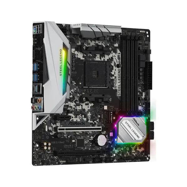 Материнська плата B450M STEEL LEGEND ASRock (B450M_STEEL_LEGEND) - Фото 1
