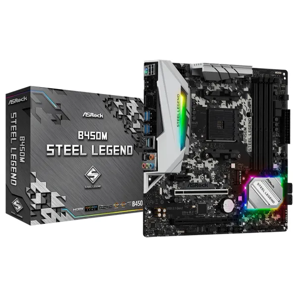 Материнська плата B450M STEEL LEGEND ASRock (B450M_STEEL_LEGEND) - Фото 3