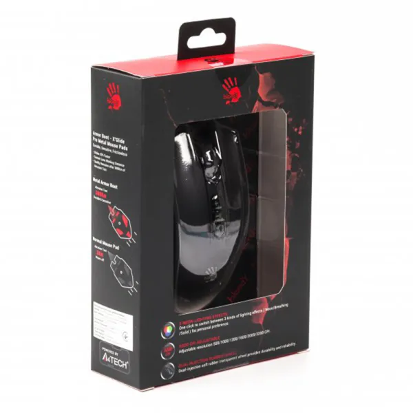Мышь проводная игровая Neon XGlide черная A4Tech (Q81 Bloody Curve) - Фото 3