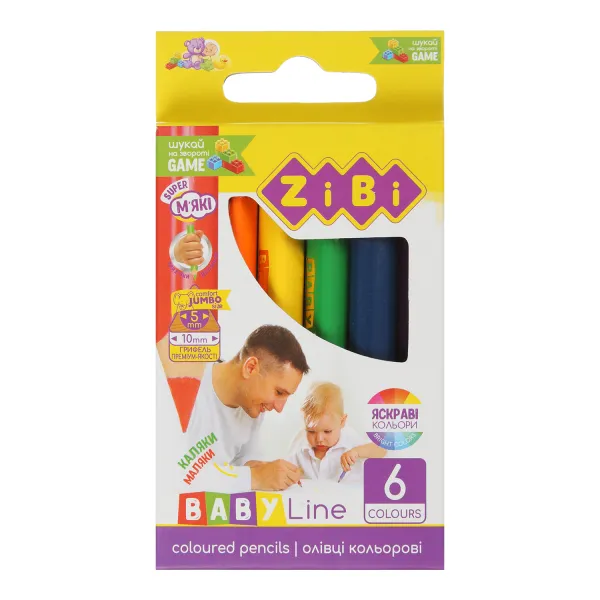 Карандаши цветные 6 цветов, mini JUMBO BABY Line ZiBi (ZB.2450) - Фото 7