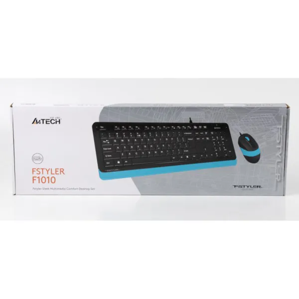 Комплект клавиатура и мышь USB Fstyler F1010 черно-голубой A4tech (F1010 (Blue) - Фото 5