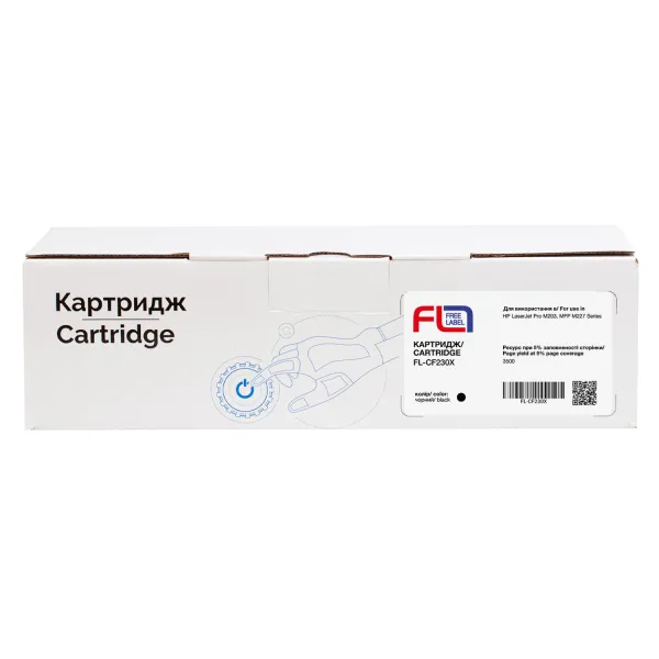 Тонер-картридж сумісний HP 30X (CF230X) Free Label (FL-CF230X) - Фото 1