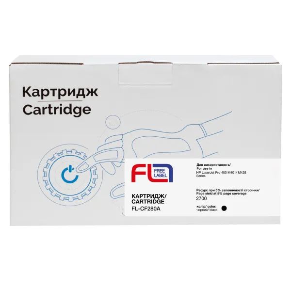Картридж сумісний HP 80X (CF280X) Free Label (FL-CF280X) - Фото 1