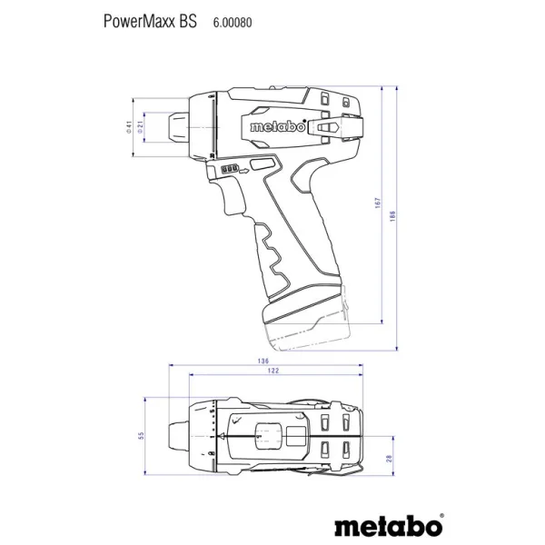 Шуруповерт-дрель аккумуляторный PowerMaxx BS Basic, кейс Metabo (600080500) - Фото 1