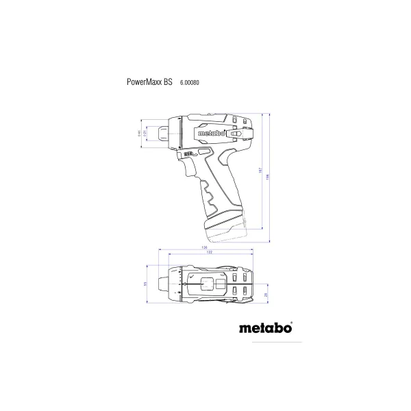 Шуруповерт-дрель аккумуляторный PowerMaxx BS Basic , з/у, кофр, набор 63 шт. Metabo (600080880) - Фото 1