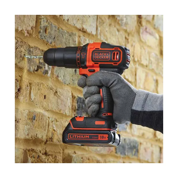 Шуруповерт-дрель аккумуляторный ударный BDCHD18KB BLACK+DECKER (BDCHD18KB) - Фото 2