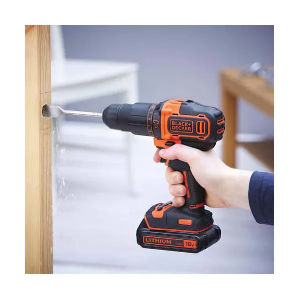 Шуруповерт-дрель аккумуляторный ударный BDCHD18KB BLACK+DECKER (BDCHD18KB) - Фото 5