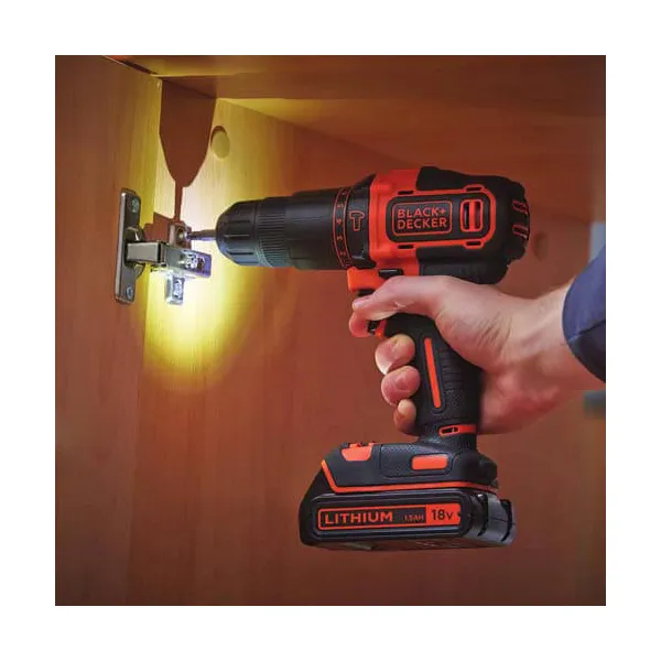 Шуруповерт-дрель аккумуляторный ударный BDCHD18KB BLACK+DECKER (BDCHD18KB) - Фото 3