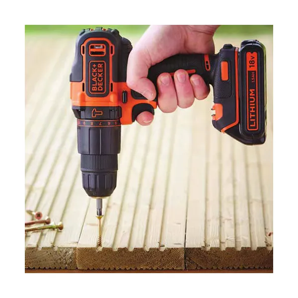 Шуруповерт-дрель аккумуляторный ударный BDCHD18KB BLACK+DECKER (BDCHD18KB) - Фото 4