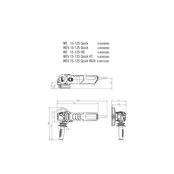 Шлифмашина угловая WEV 15-125 Quick Metabo (600468000) - Фото 6