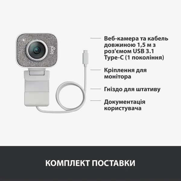 Веб-камера StreamCam, белая Logitech (960-001297) - Фото 4
