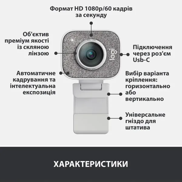Веб-камера StreamCam, белая Logitech (960-001297) - Фото 10