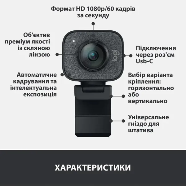 Веб-камера StreamCam, графитовая Logitech (960-001281) - Фото 7
