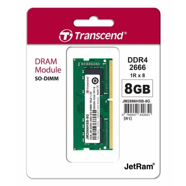 Пам'ять ноутбука 8GB, DDR4 Transcend (JM2666HSB-8G) - Фото 1