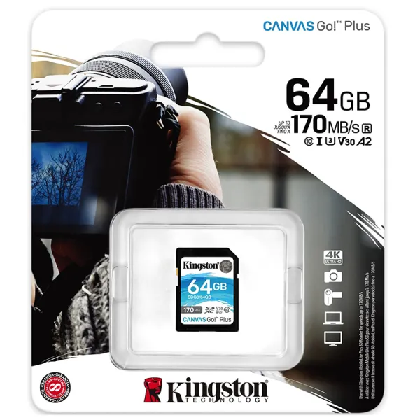 Карта памяти 64GB SDXC C10 UHS-I U3 R170/W70MB/s Kingston (SDG3/64GB) - Фото 2