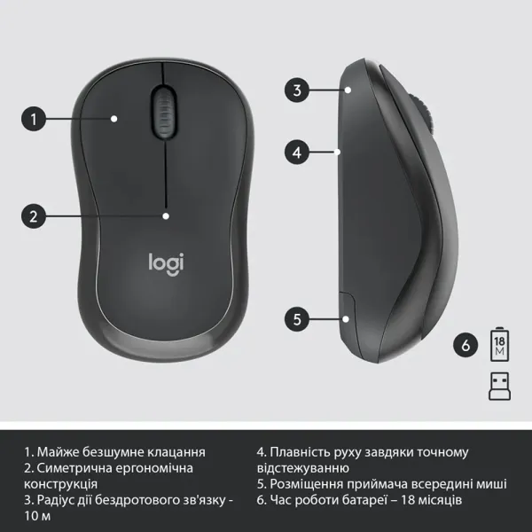 Комплект клавиатура и мышь беспроводной MK295 Silent Combo, UA, графитовый Logitech (920-009807_920-009800) - Фото 8