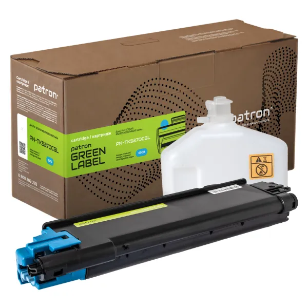 Тонер-картридж сумісний Kyocera Mita TK-5270C блакитний Green Label Patron (PN-TK5270CGL) - Фото 1