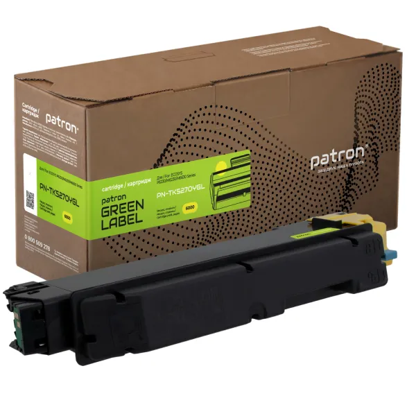 Тонер-картридж сумісний Kyocera Mita TK-5270Y жовтий Green Label Patron (PN-TK5270YGL) - Фото 1