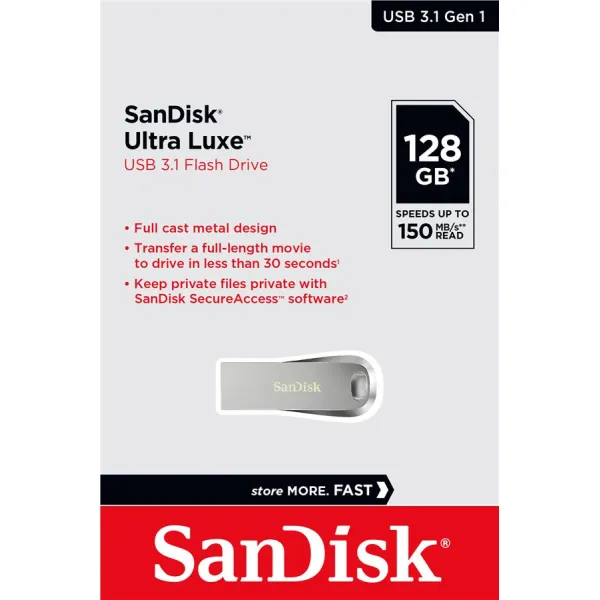 Накопитель  USB 3.1 Type-A 128GB Ultra Luxe серебристый SanDisk (SDCZ74-128G-G46) - Фото 3