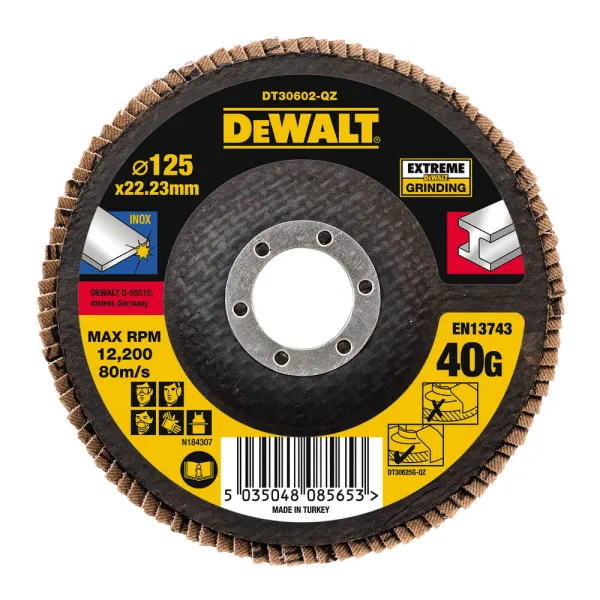 Круг шліфувальний пелюстковий INOX Extreme 125x22.23 мм, G 40 мкм DeWalt (DT30602) - Фото 11
