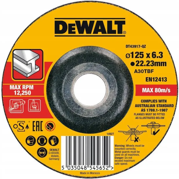 Круг шлифовальный 125х6.3х22.23 мм DeWalt (DT43917)