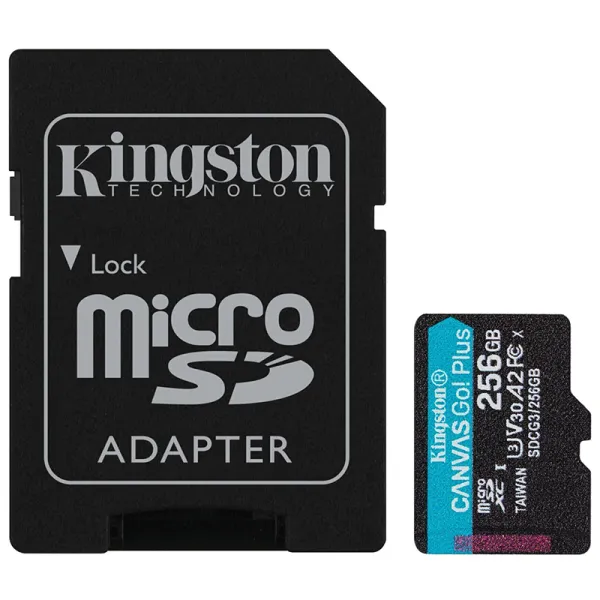 Карта памяти 256GB microSDXC C10 UHS-I U3 A2 R170/W90MB/s + SD адаптер Kingston (SDCG3/256GB) - Фото 8