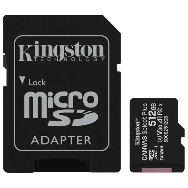 Карта памяти 512GB microSDXC C10 UHS-I U3 A1 R100/W85MB/s + SD Kingston (SDCS2/512GB) - Фото 9